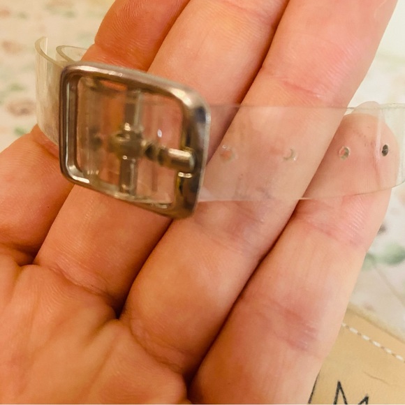 Simmi Clear Ankle Strap Transparent Lucite Heels 10 Mid see through buckle - Picture 6 of 10